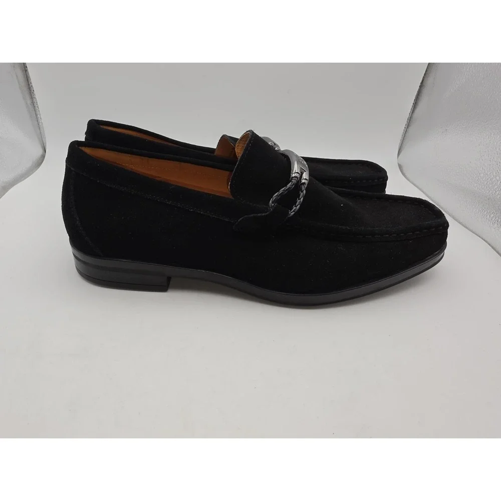 Stacy Adams Neville Mens Loafers Black Suede Moc Toe Bit Slip On Shoes Size 8M